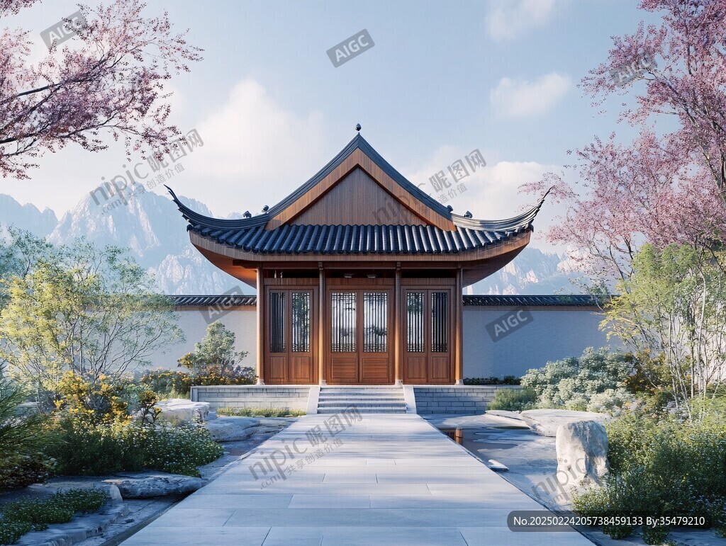 中式建筑禅意山水