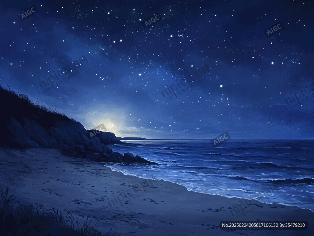 手绘唯美夜晚