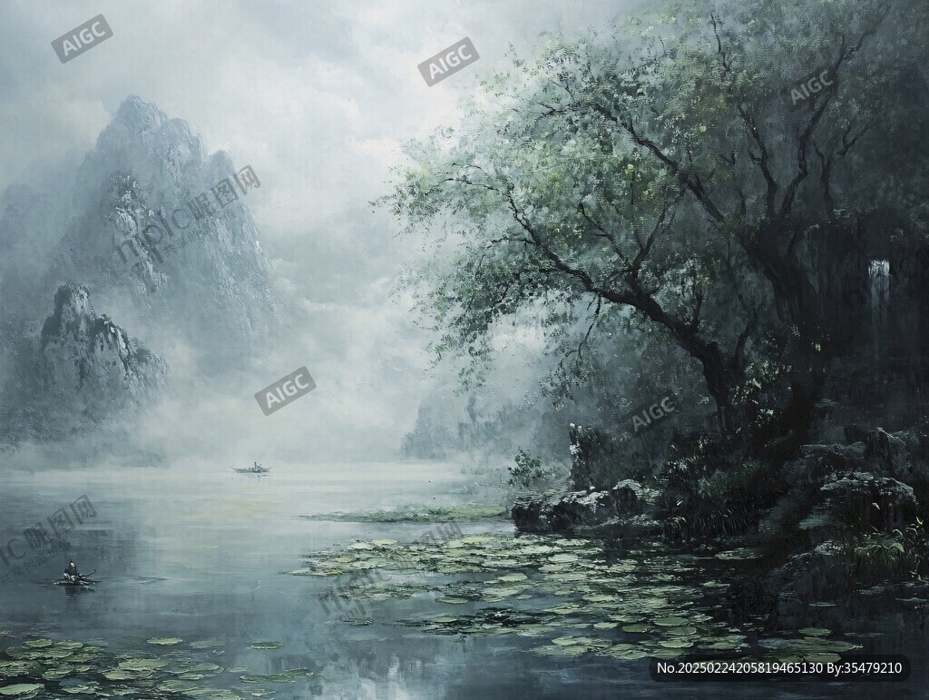 风光人间仙境油画