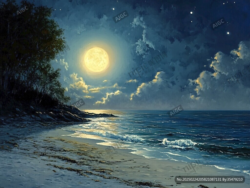 月夜油画