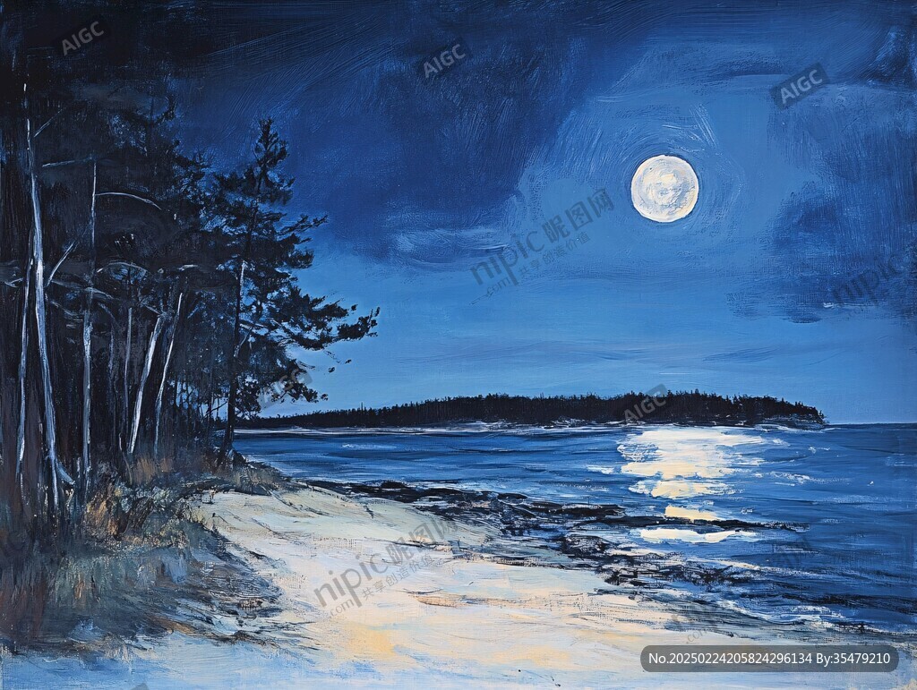 月夜油画