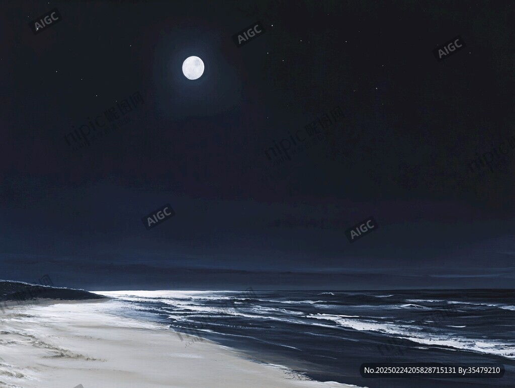 大海大地月光自然