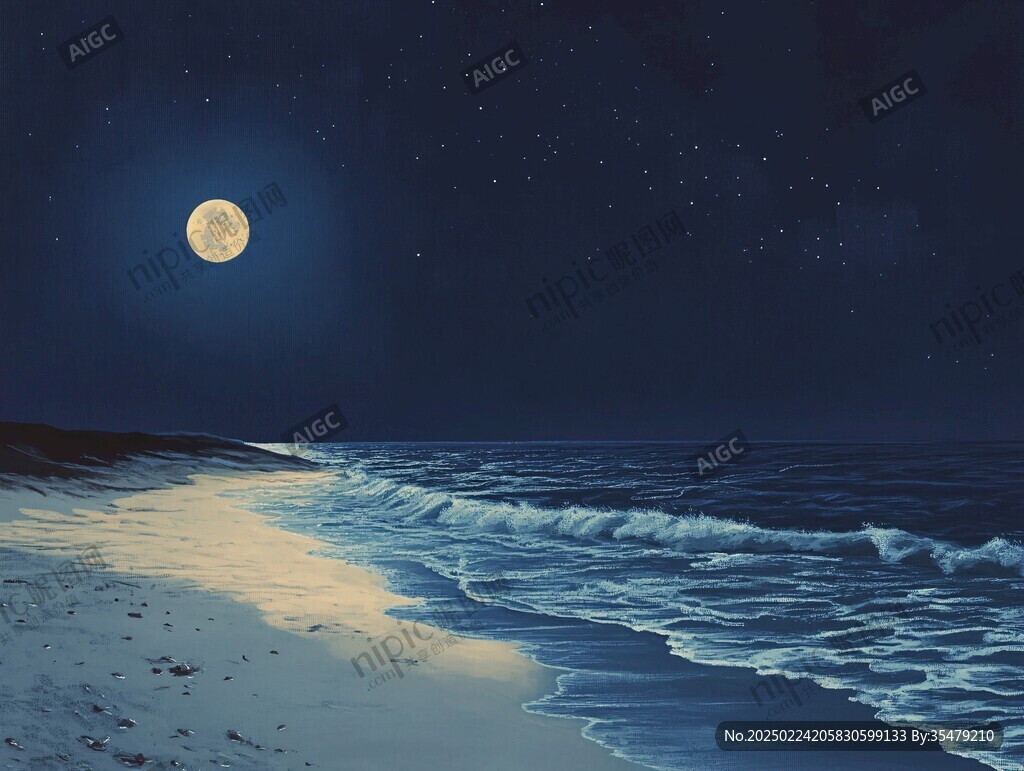 海滩圆月
