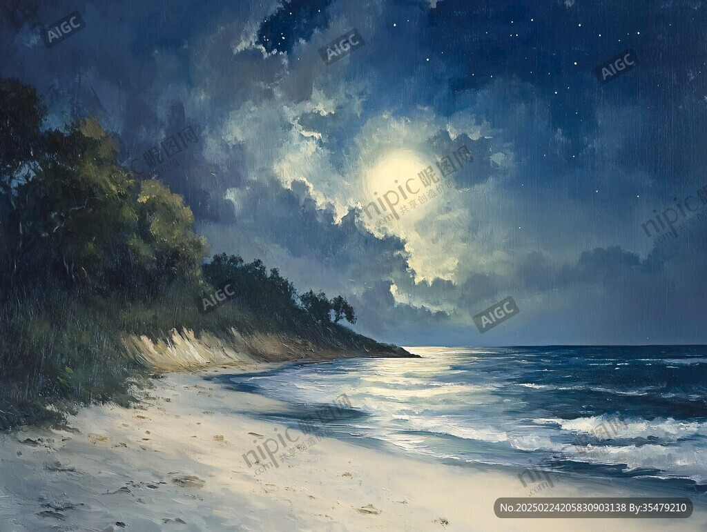 月夜油画
