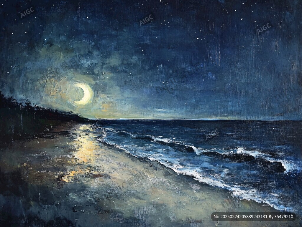 夜色油画