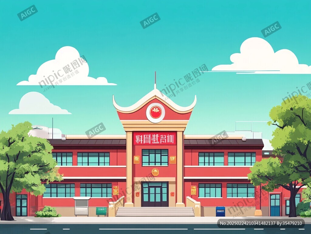 教学楼插画