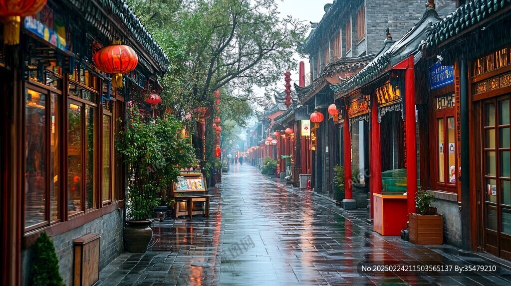 雨中古街