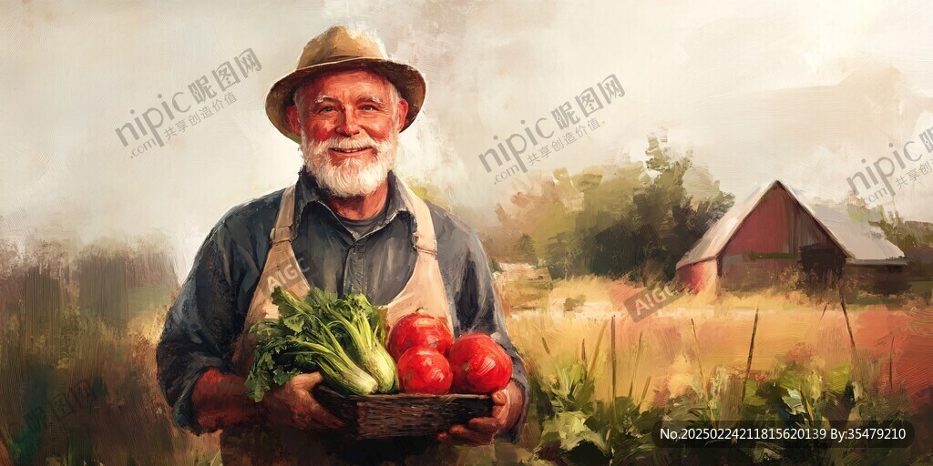拿蔬菜的农民