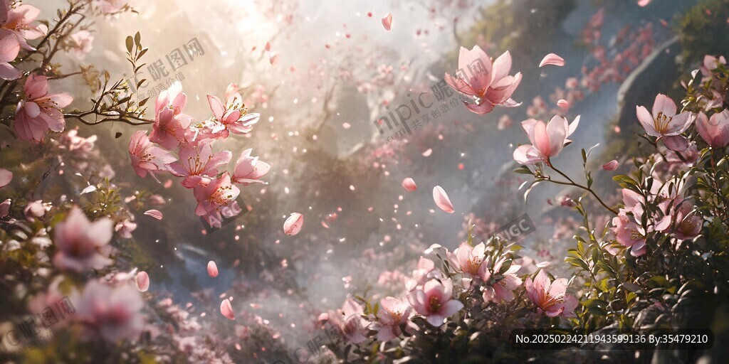 梦幻背景杏花杜鹃花
