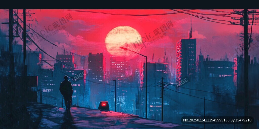 黄昏场景插画