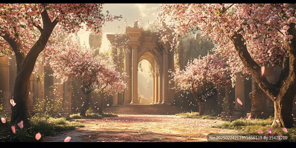 粉红宫殿插画幻想