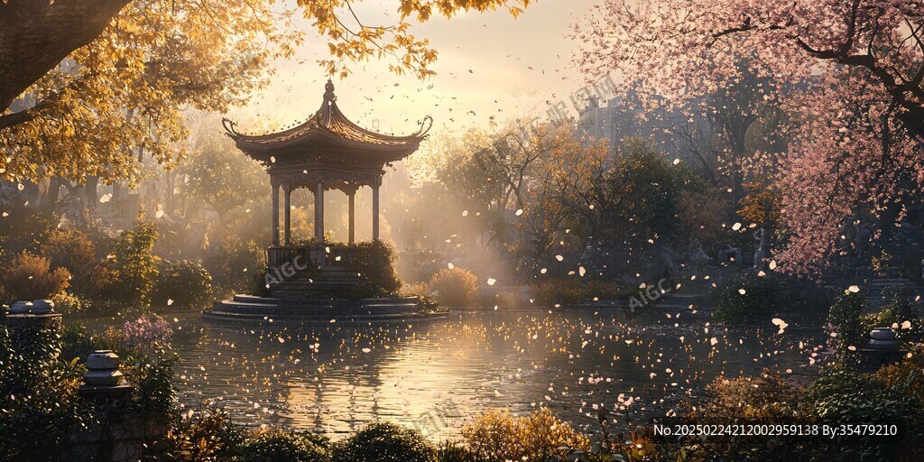 插画爱晚亭