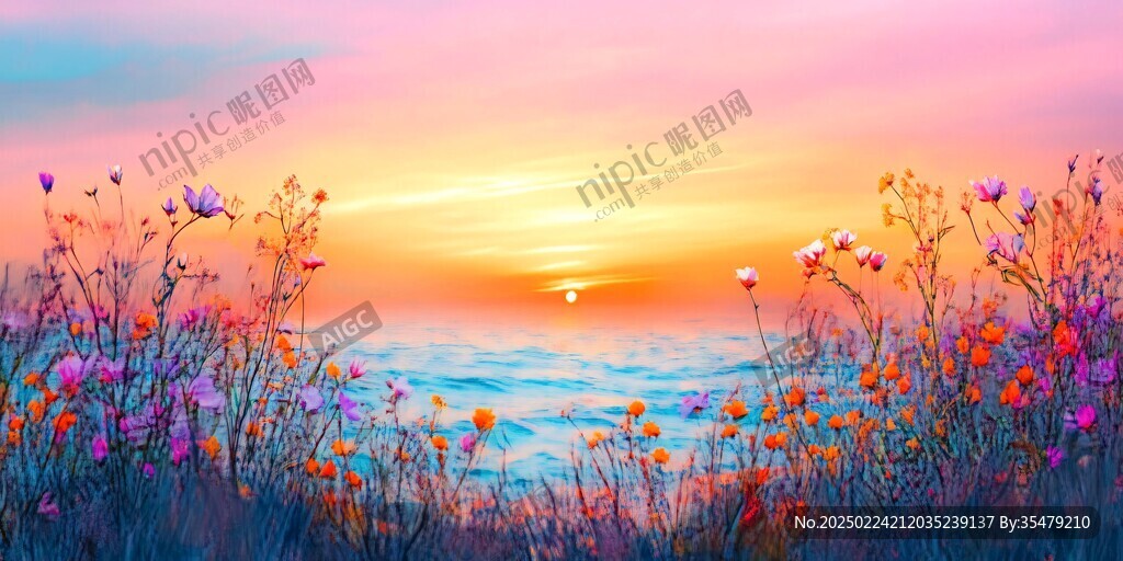 唯美夕阳花海