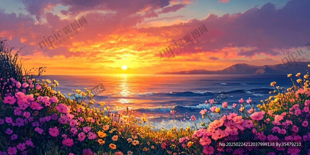 唯美夕阳花海