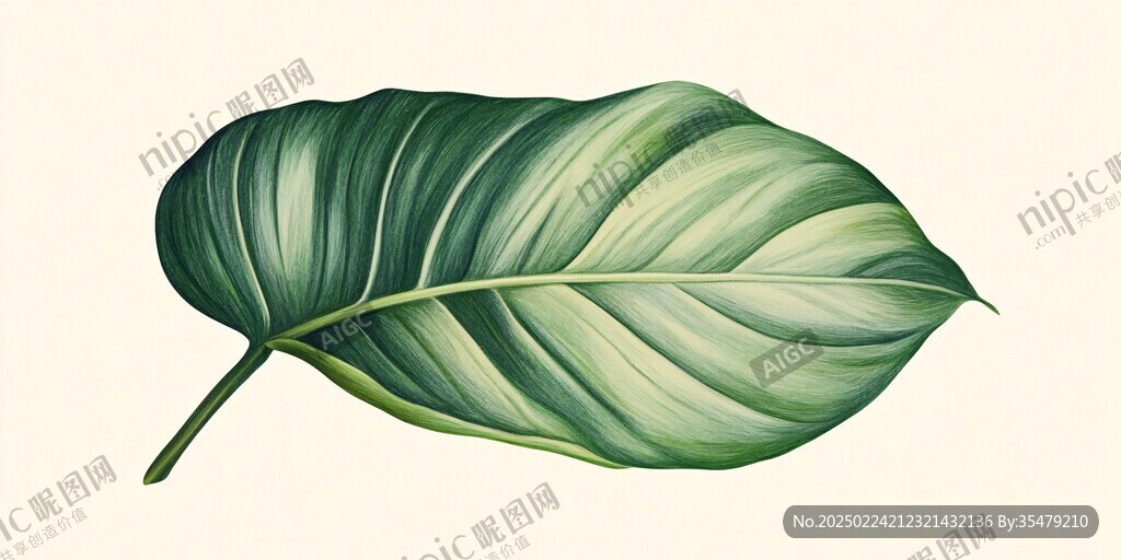 手绘龟背叶