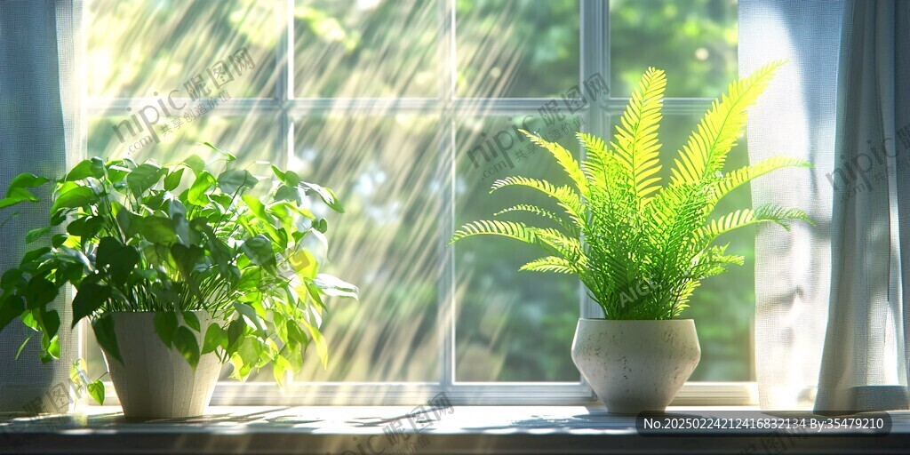 阳光植物窗台小绿植