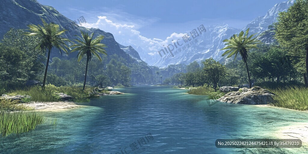 河谷绿洲风景