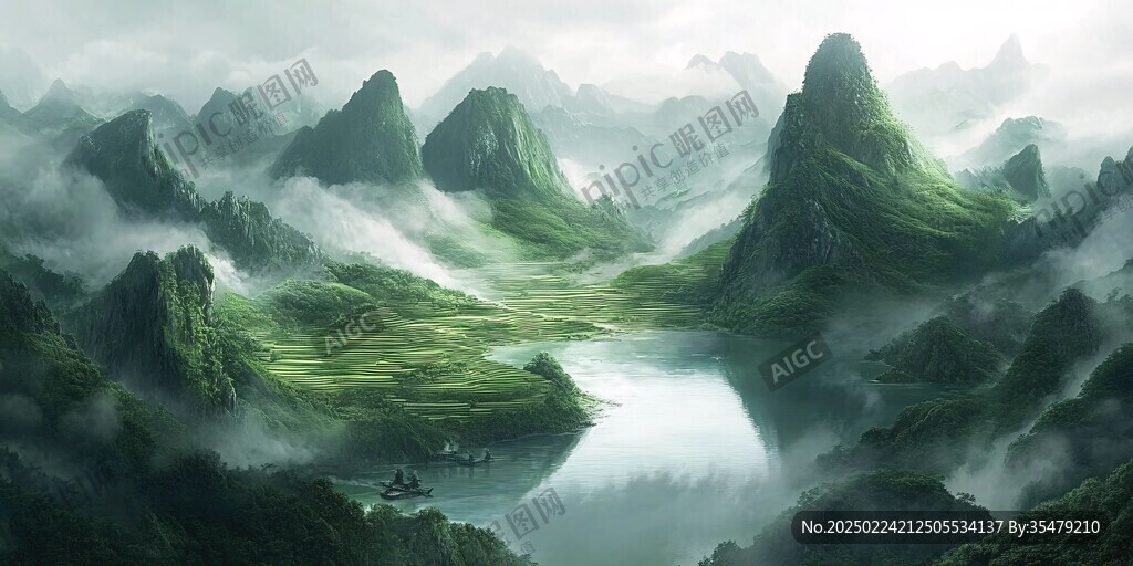 3d渲染山水画