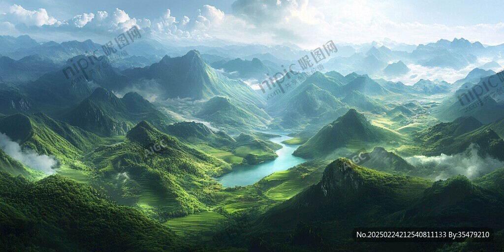 3d渲染山水画