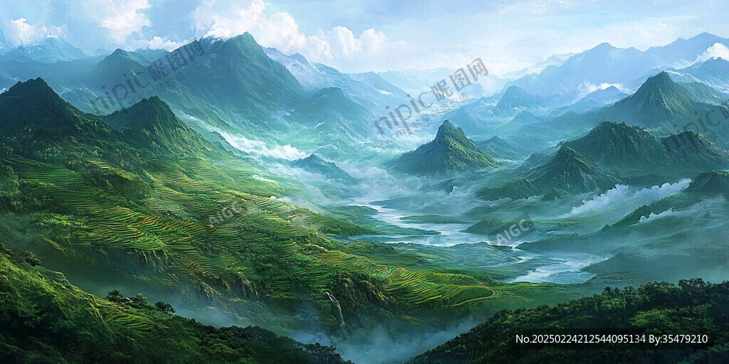 3d渲染山水画