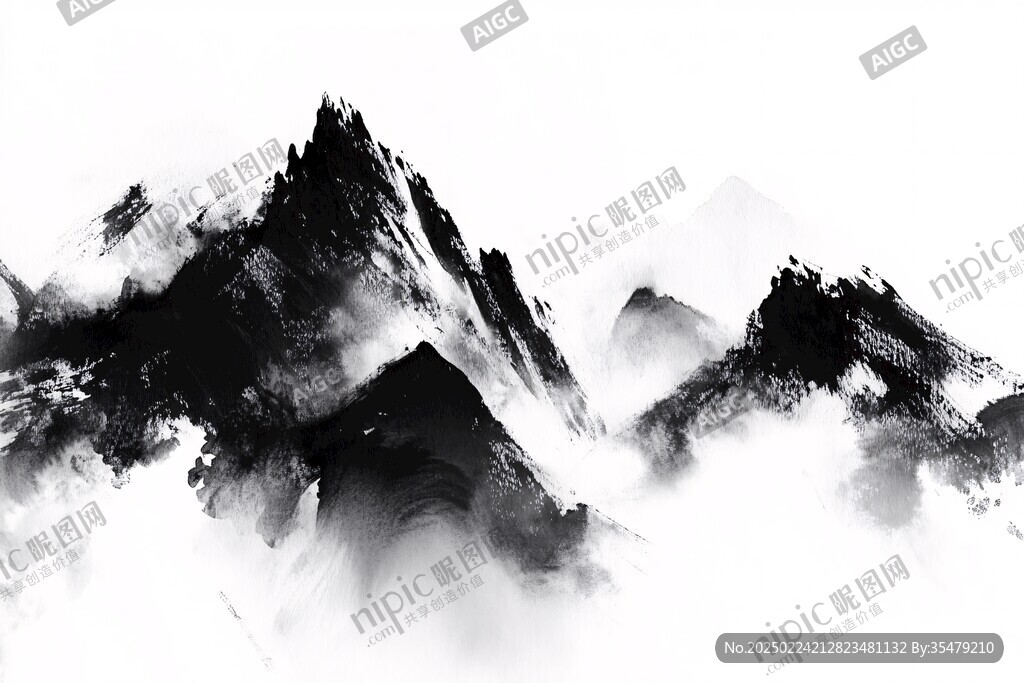 新中式大幅水墨山