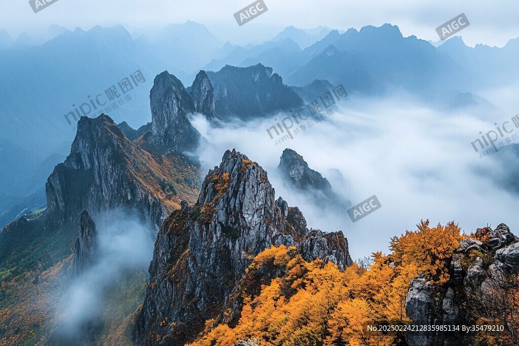 云雾缭绕狼牙山