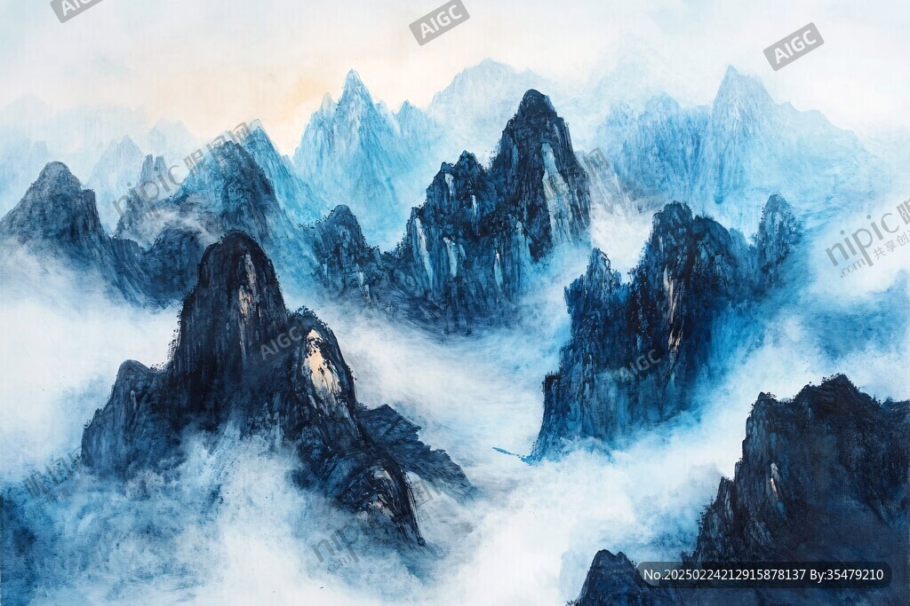群山远山抽象锦绣山河