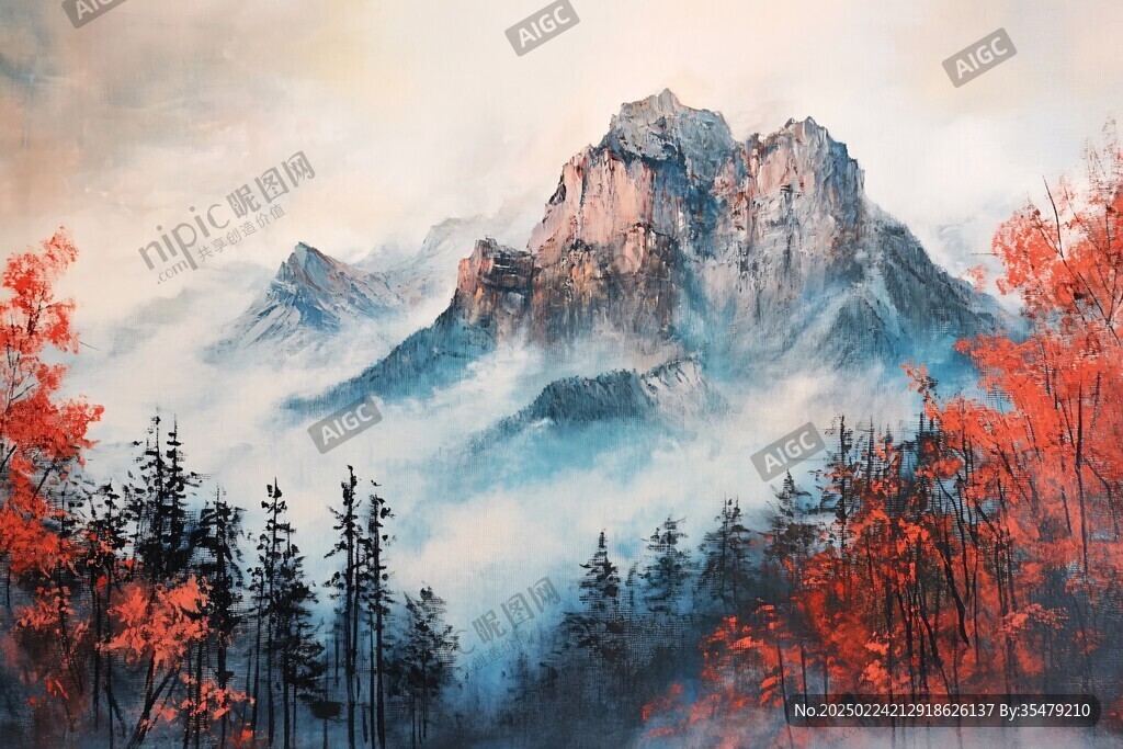 风光人间仙境油画