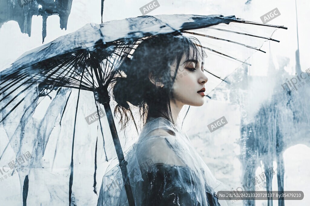 古风美女油纸伞