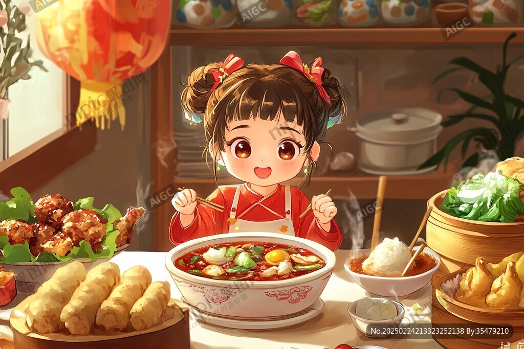 吃汤圆插画