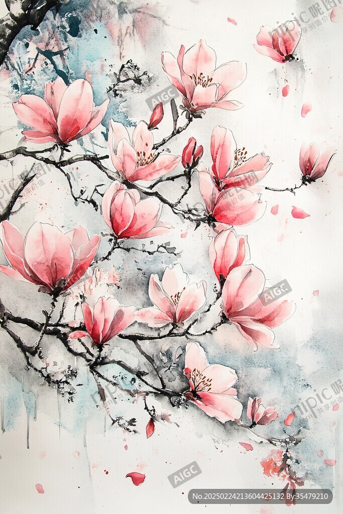 辛夷花插画