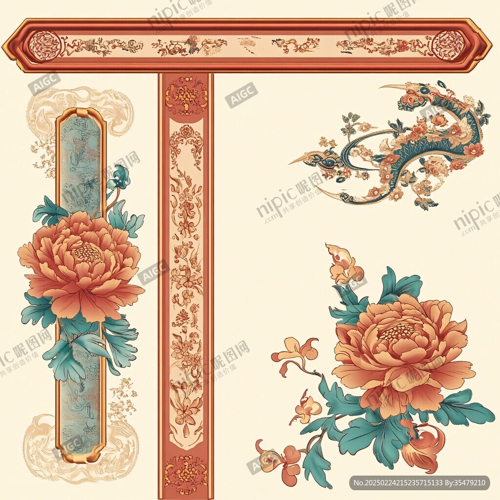 中式牡丹花花纹
