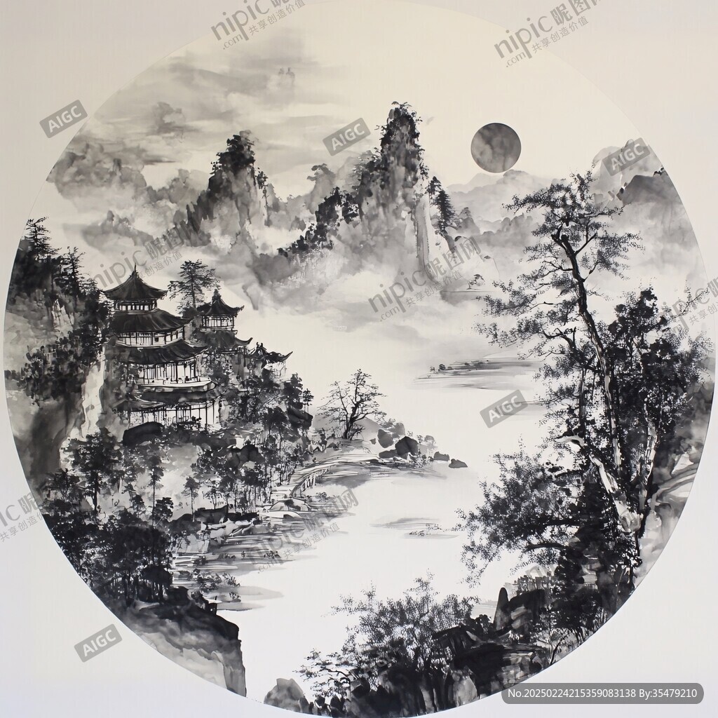 圆型山水画