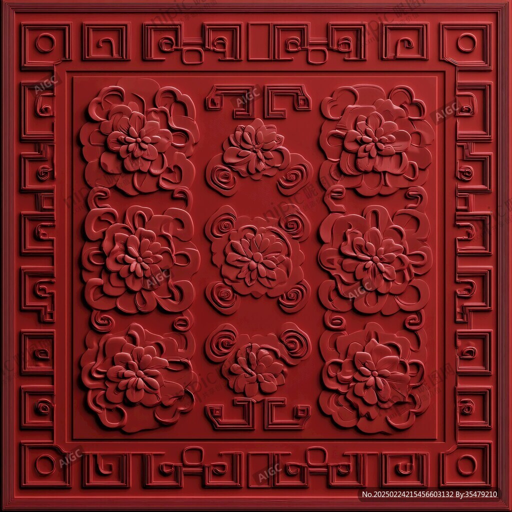 红色浮雕图案