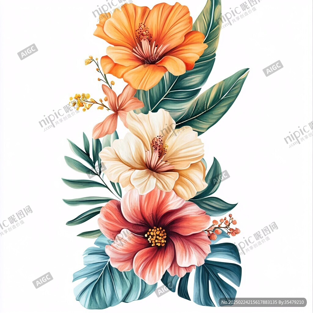 高清手绘花卉