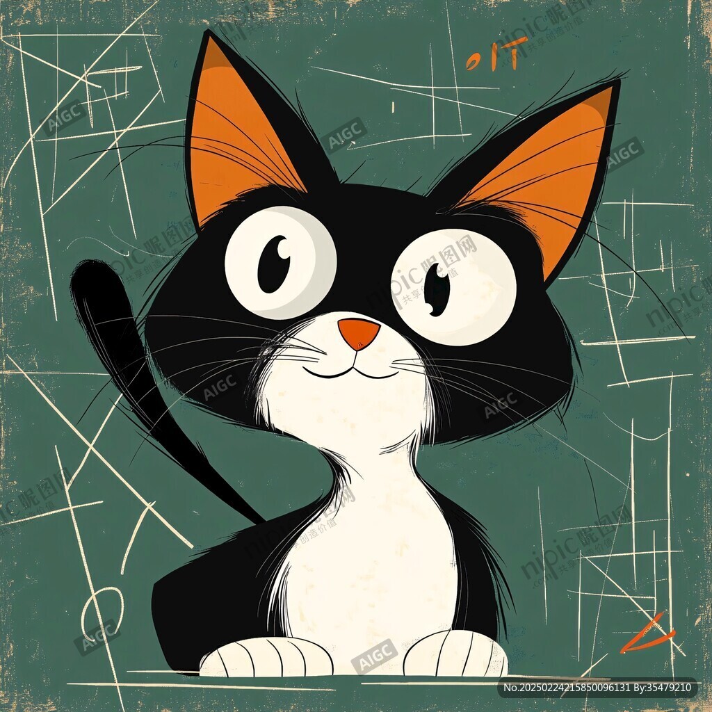 小黑猫插画