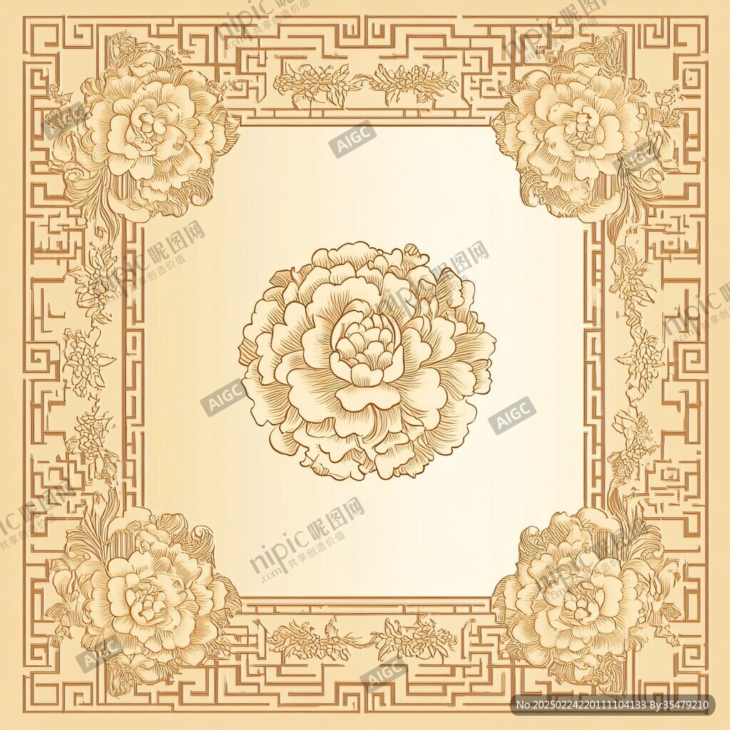 金色牡丹花纹