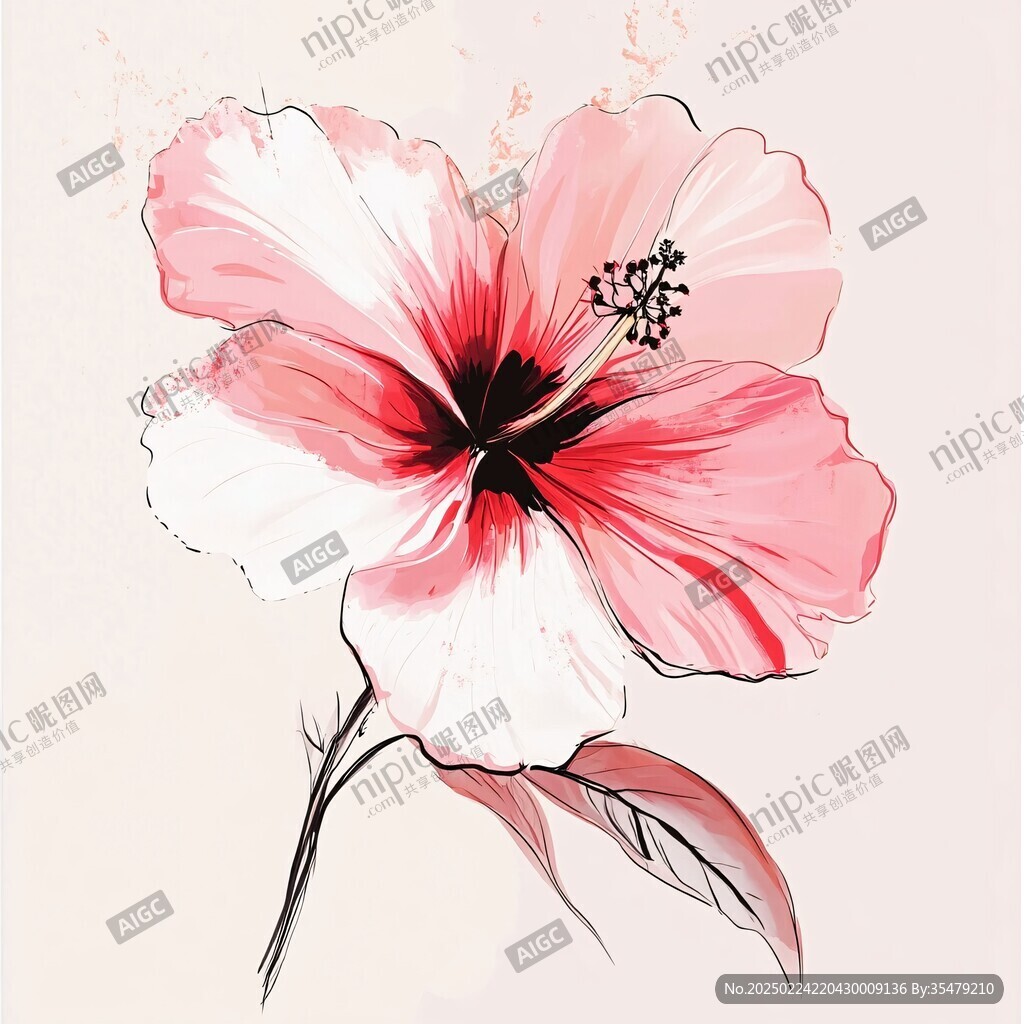 手绘扶桑花