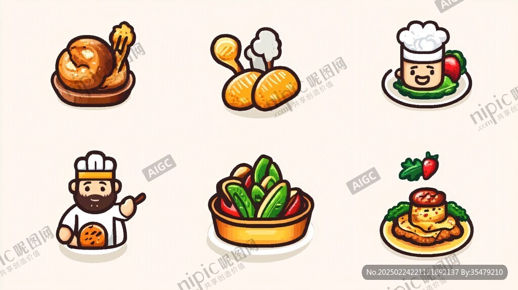 餐饮类卡通图标