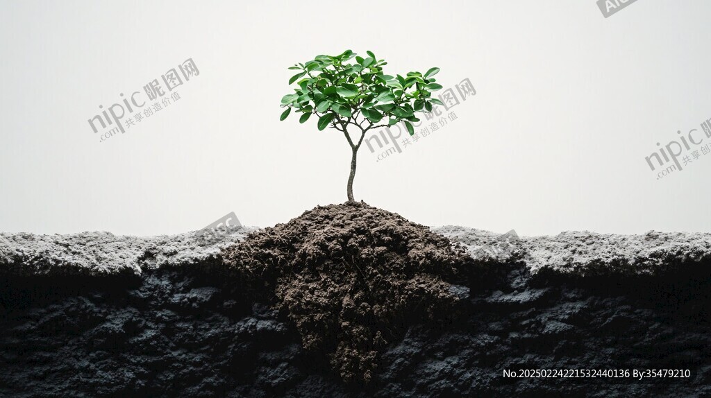 长出小树的泥墙