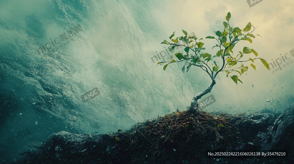 急流中生长的植物