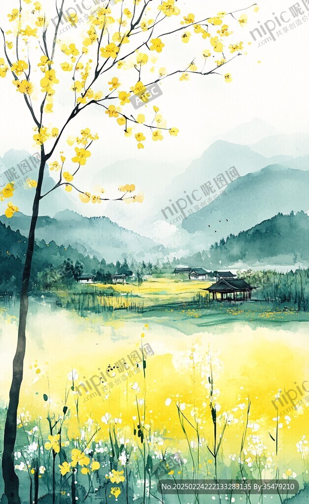 古风秋天景色插画