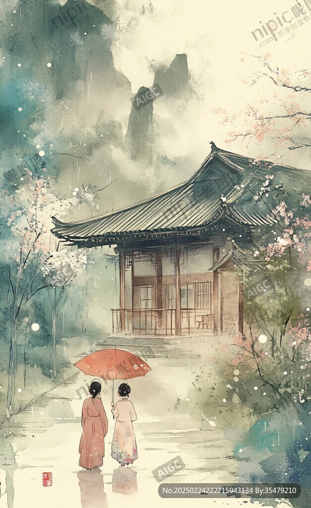 烟雨楼插画
