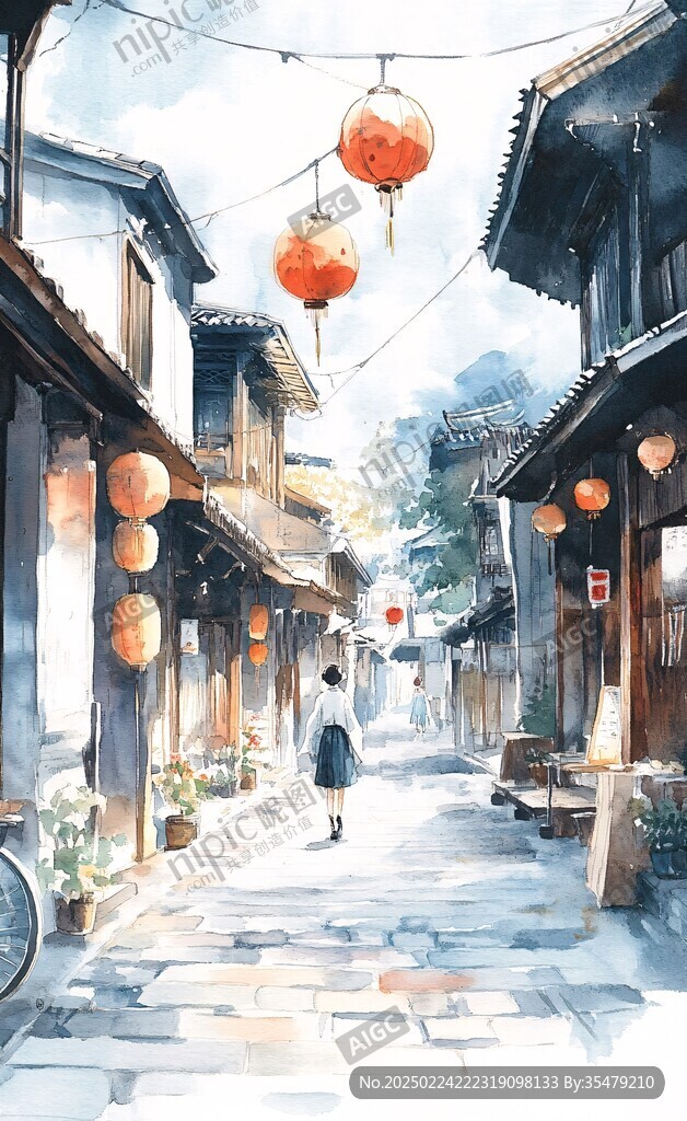 束河古镇插画