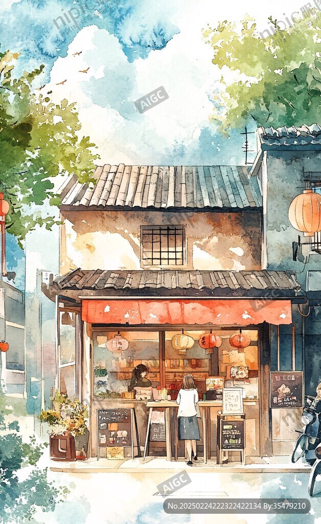 街边小店插画