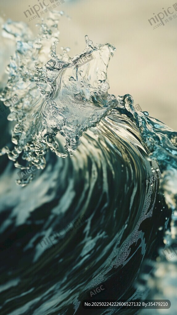 大海浪花喷溅的水珠
