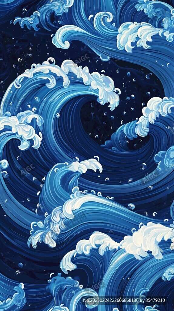 浪涛翻滚包装底纹