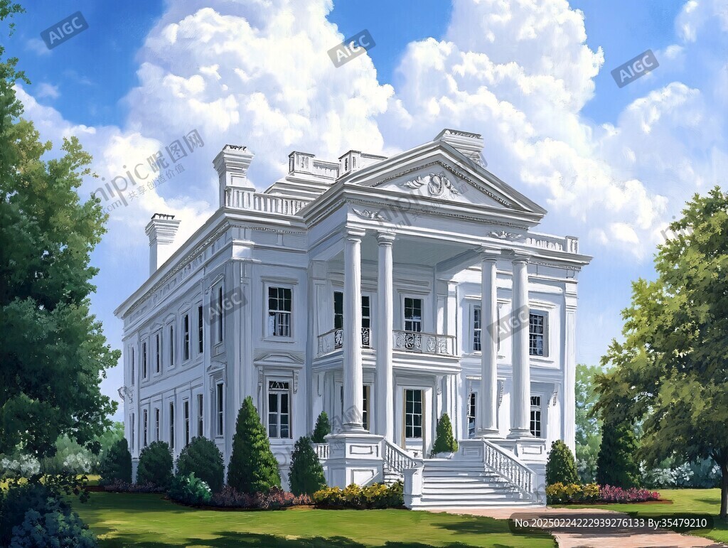 白宫插画素材背景