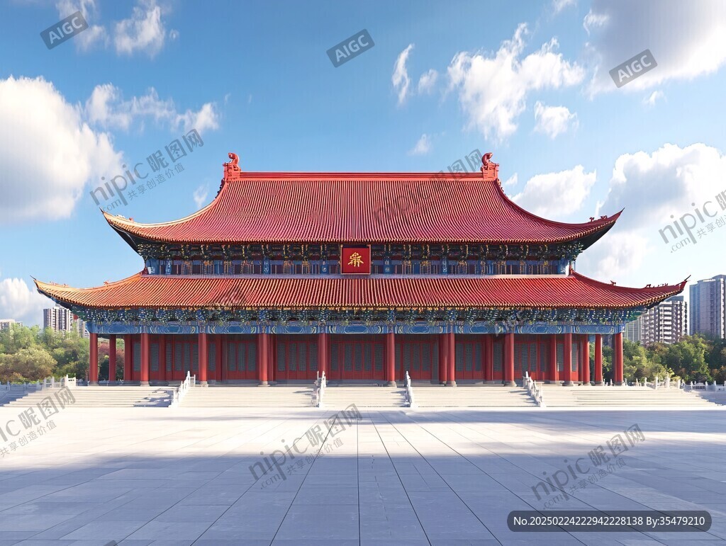 中式古建建筑大殿