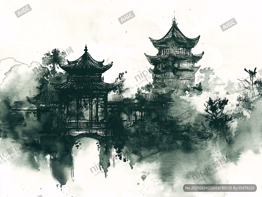 黄鹤楼水彩
